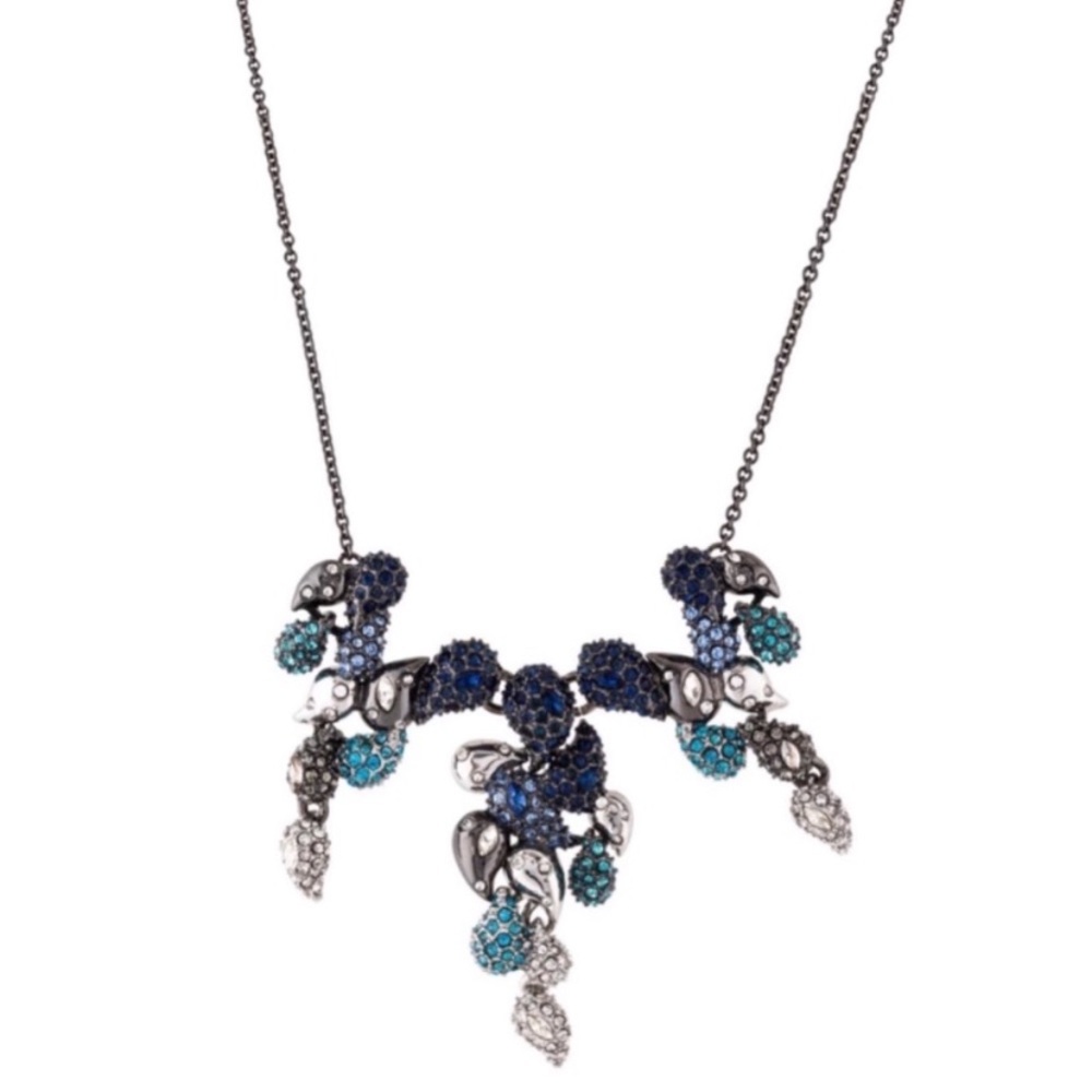 ALEXIS BITTAR • Blue Crystal Ombré Paisley Articulated Paisley Mosaic Necklace